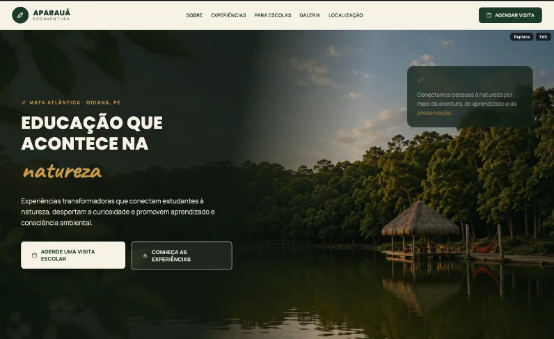 Site institucional da Aparauá Ecoaventura